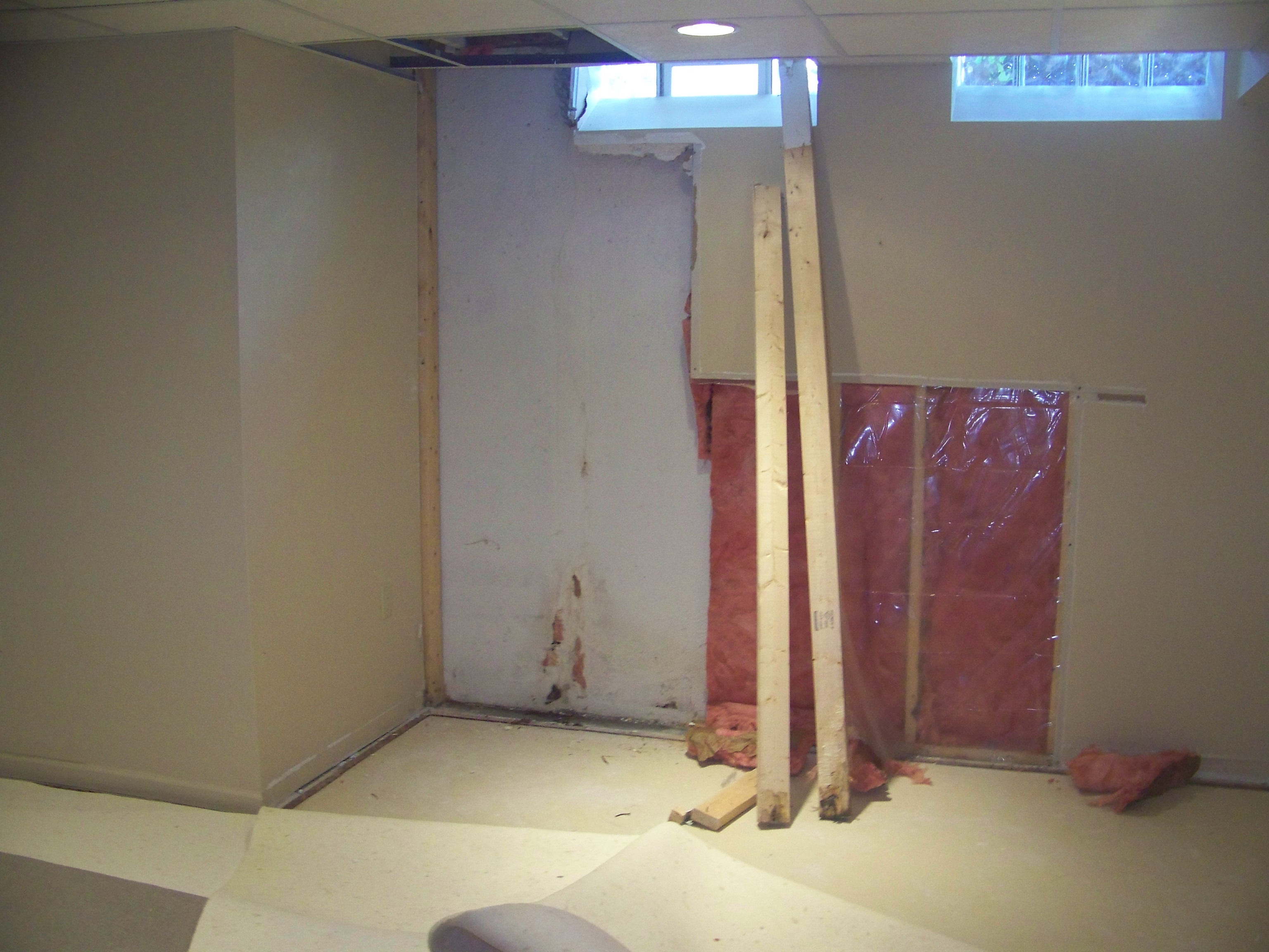 window leak, cracked basement wall, finished basement